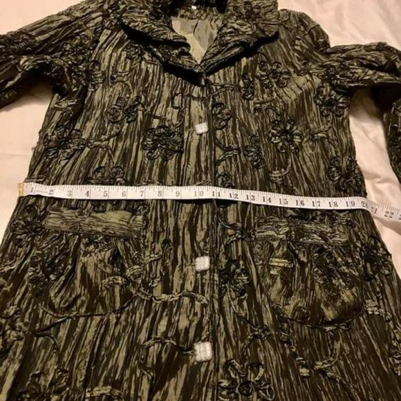 VINTAGE 90s Sensational Viscose Green Summer/Spring Coat - Picture 7 of 9